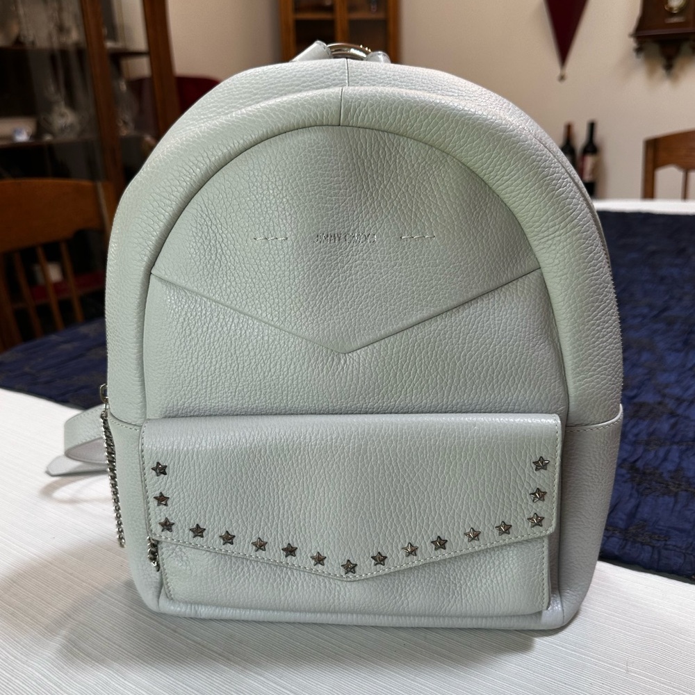Jimmy Choo Dove Gray Leather Backpack